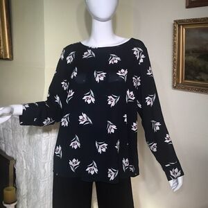 Ann Taylor Dark Floral Tunic Blouse